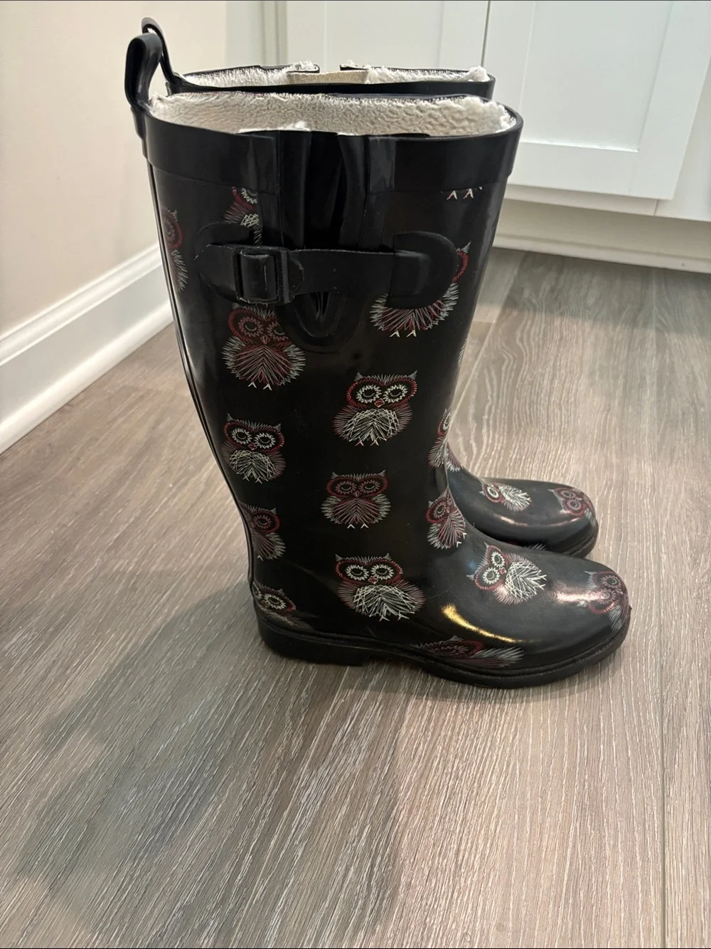 Capelli of New York Black Owl Print Women’s Rain Boots